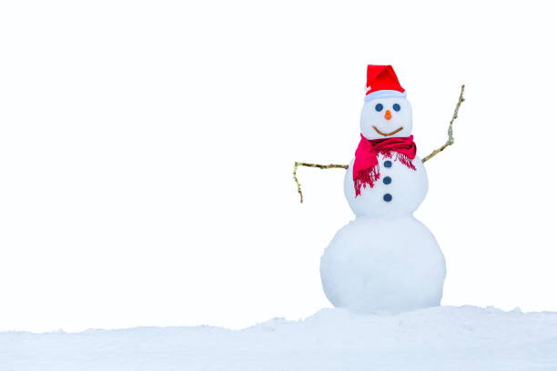 istock real snowman isolated on white background. 1345270838