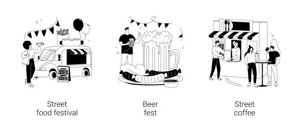 городское кулинарное событие абстрактная концепция векторных иллюстраций. - parks brewery stock illustrations