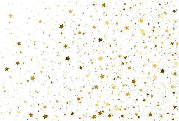 istock Light gold glitter confetti background. Golden stars. 1345277938