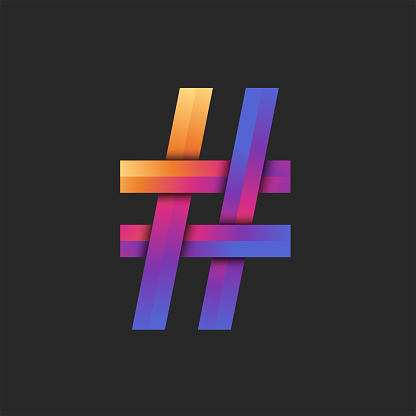 Hashtag logo 3d trendy gradient design is a metadata tag that is prefaced by the social networks hash symbol mockup.