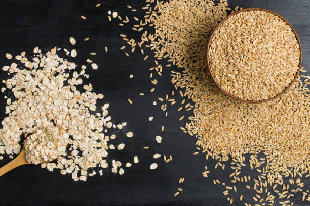 istock Oat porridge, oat flakes in studio 1345278910