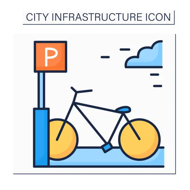 Vector illustration of Bicycle parking rack color icon