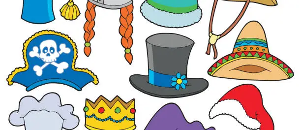 Vector illustration of Various hats collection
