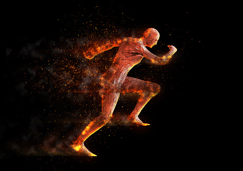 Illustration of a person who burns energy and runs