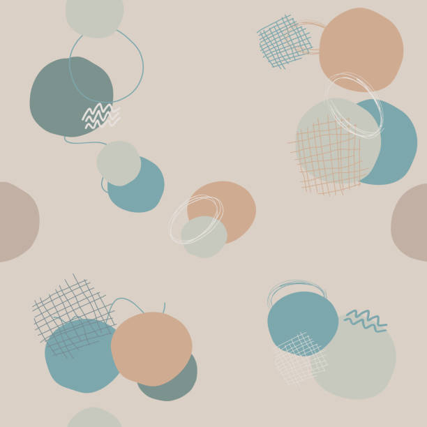 istock Seamless print of circles , abstract shapes . Hand Drawn. minimalist doodle Vector abstract illustration texture dark background. for fabric, poster, cards. figures Bright baby 1345284852