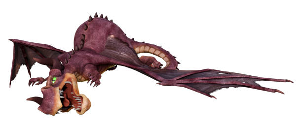 istock 3D illustration fantasy dragon on white 1345286291