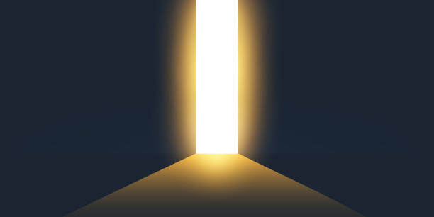 istock Dark Room, Walls, Tunnel with Opening Gap of Bright Light 1345287105