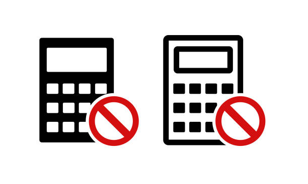 Calculator prohibited. No calculator. Calculator prohibited. No calculator. Illustration vector off balance stock illustrations