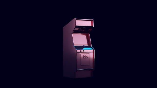 istock Vintage Arcade Console with Pink Blue Purple Moody 80s lighting 3 1345287743