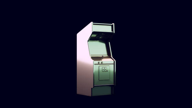istock Vintage Arcade Console with Green White Moody 80s lighting 1345287744