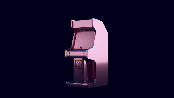 istock Vintage Arcade Console with Pink Blue Purple Moody 80s lighting 3 1345287749