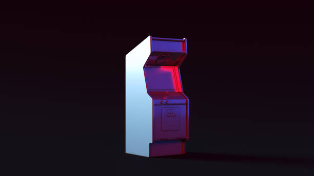 istock Vintage Arcade Console with Pink and Blue Moody 80s lighting 1345287769