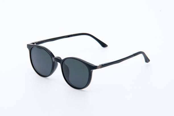 istock Fashion sunglasses black frames on white background. 1345288769