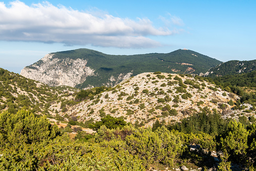 Mountainous landscape in Spil Dagi National Park in Manisa province of Turkey.