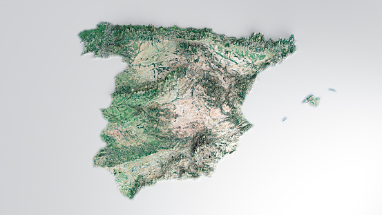 Realistic 3D Geographical Map of Spain 3d illustration