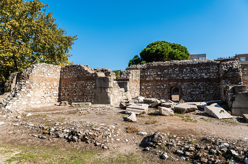 Ruins of Byzantine basilica in Thyatira ancient city in the modern Turkish city of Akhisar. In classical times, Thyatira stood on the border between Lydia and Mysia.