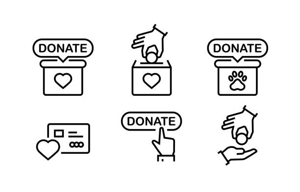 Donation Icons Donation Icons Editable Stroke animal welfare stock illustrations