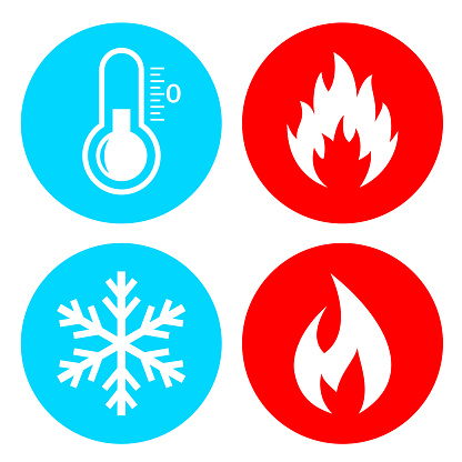 Hot and cold vector icon set isolated on white background