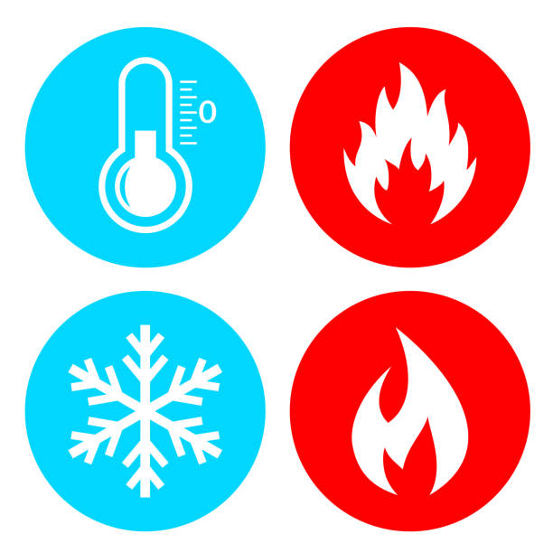 Hot and cold vector icons set Hot and cold vector icon set isolated on white background keeping cool stock illustrations