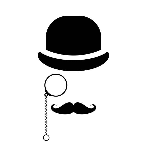 ilustraciones, imágenes clip art, dibujos animados e iconos de stock de cara de caballero de estilo retro, dibujos animados vectoriales - monocle