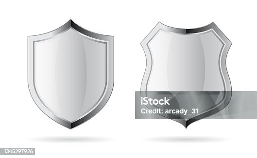 istock Silver metal shield vector illustration 1345297926