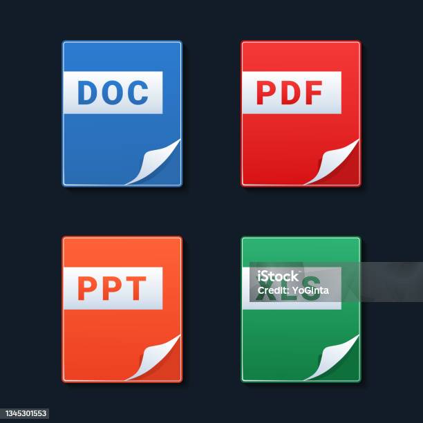 Doc File Forme Set Of Format And Extension Of Documents File Type Pdf Doc Ppt And Xls ...