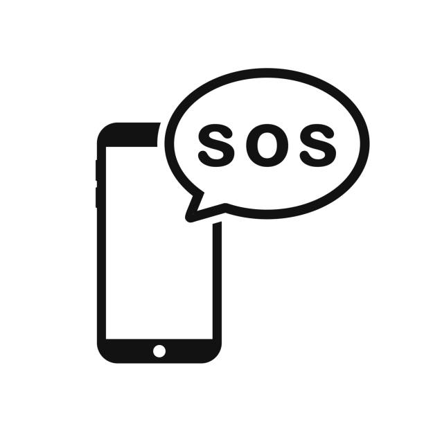 SOS message on smartphone design concept. First aid. Emergency call sign symbol. SOS message on smartphone design concept. First aid. Emergency call sign symbol. Illustration vector sos stock illustrations