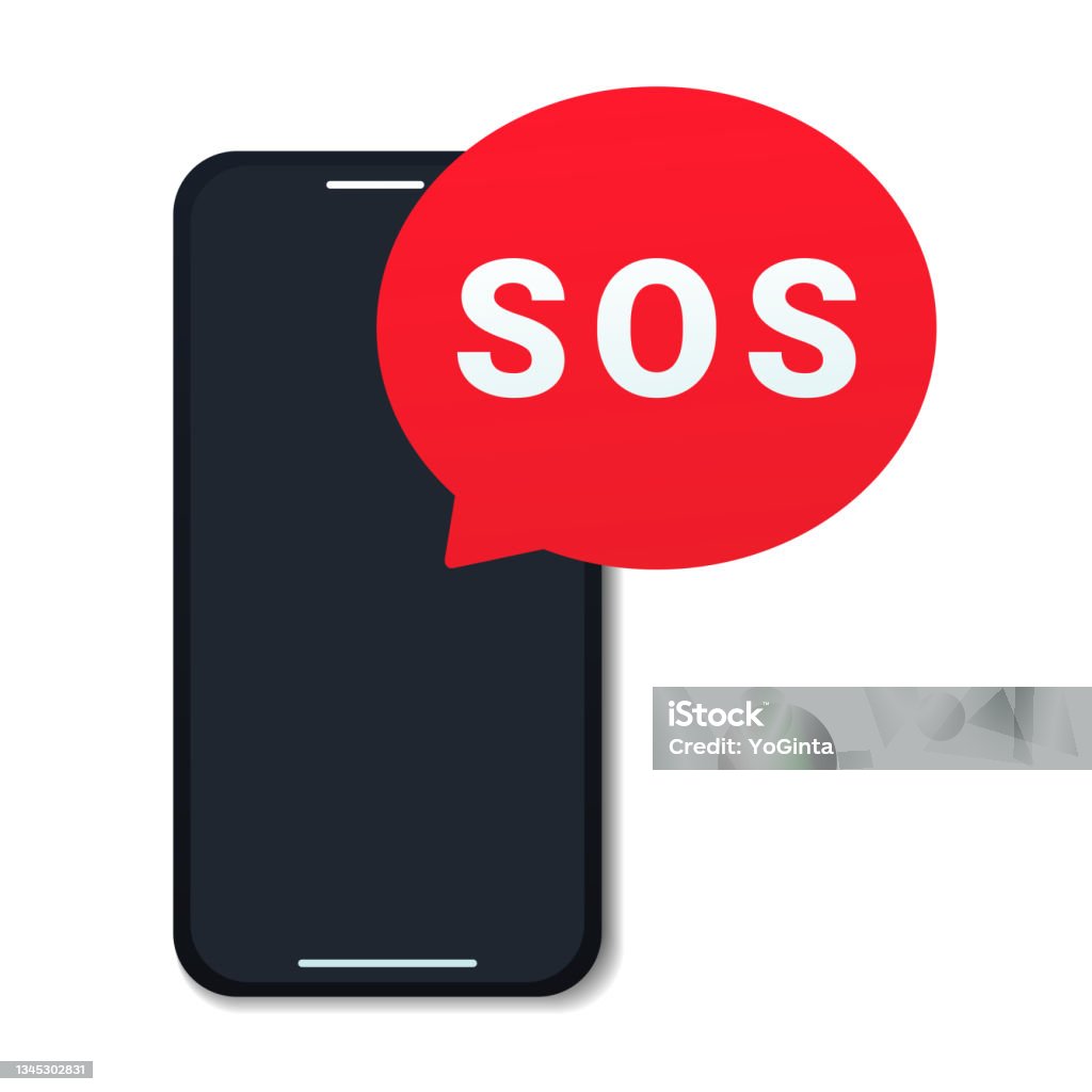 Sos Texting Sos Message On Smartphone Design Concept First Aid Emergency Call Sign ...
