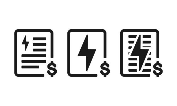stockillustraties, clipart, cartoons en iconen met electricity utility bill. payment icon. - energierekening