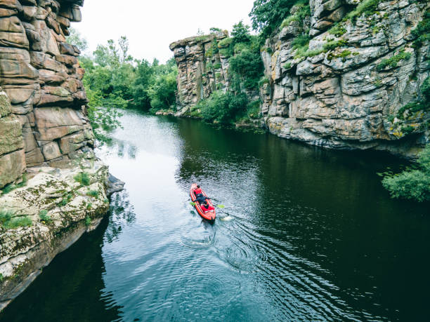 istock overhead top view of kayak in canyon 1345303606