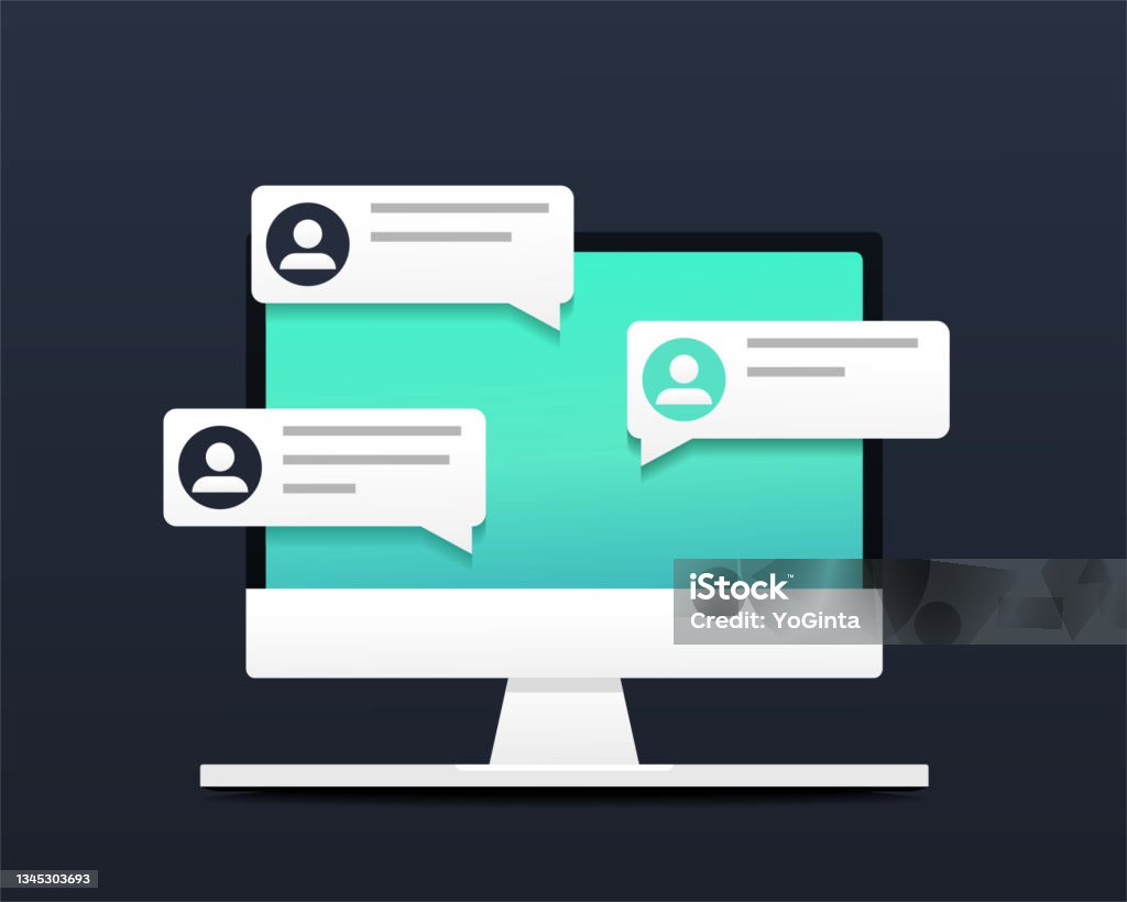 Chat Messages Notification On Computer Screen Messages Bubbles With ...
