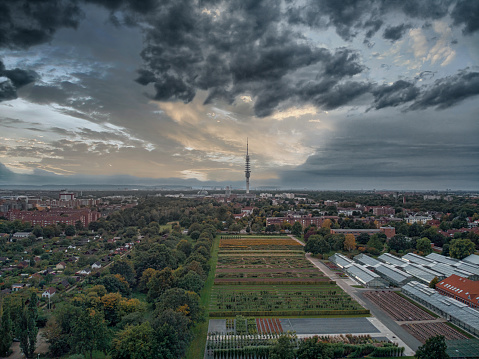Aerial view of Hannover at evening. Misburg. Lower Saxony.