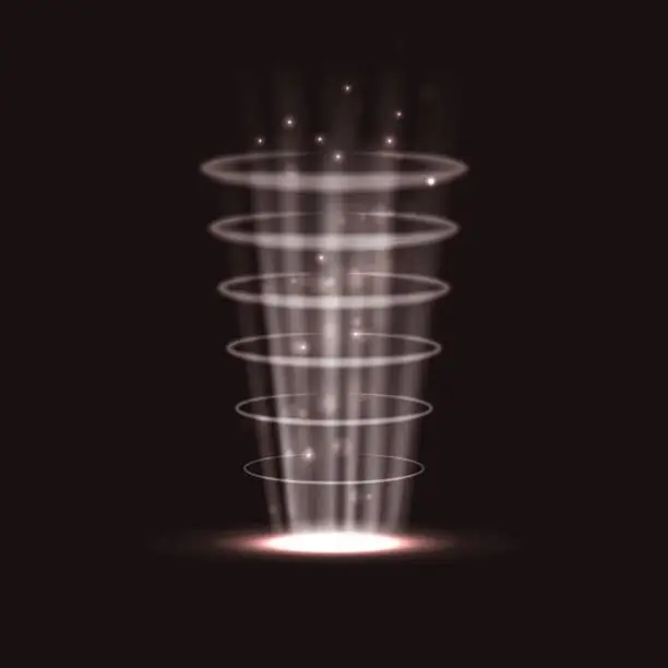 Vector illustration of Laser stream through fire funnel light neon effect.
