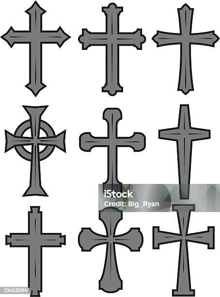 Croci - Immagini vettoriali stock e altre immagini di A forma di croce - A forma di croce, Croce religiosa, Amore