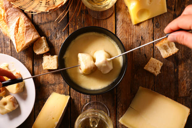 istock cheese fondue with bread and wine 1345309455