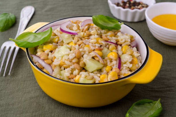 istock Lentil salad with wheat and vegetables 1345310866