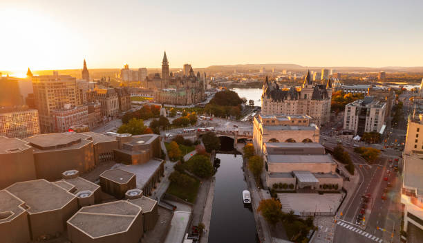 istock Downtown Ottawa at golden hour from the air 1345319142
