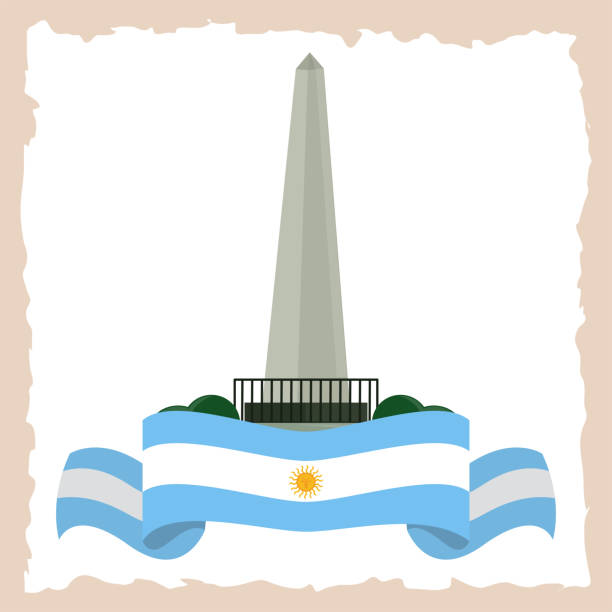 illustrazioni stock, clip art, cartoni animati e icone di tendenza di argentina famoso obelisco - obelisco