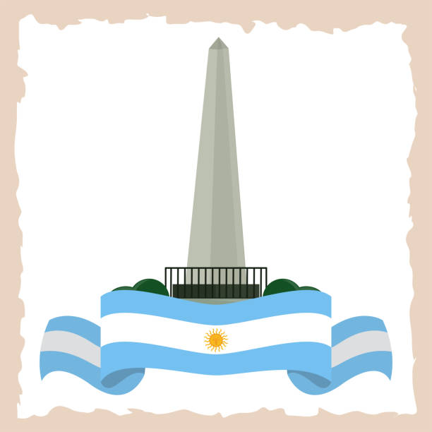 アルゼンチンの有名なオベリスク - obelisco点のイラスト素材／クリップアート素材／マンガ素材／アイコン素材