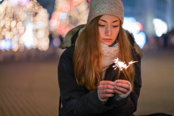 istock Woman feeling depressed on Christmas 1345325129