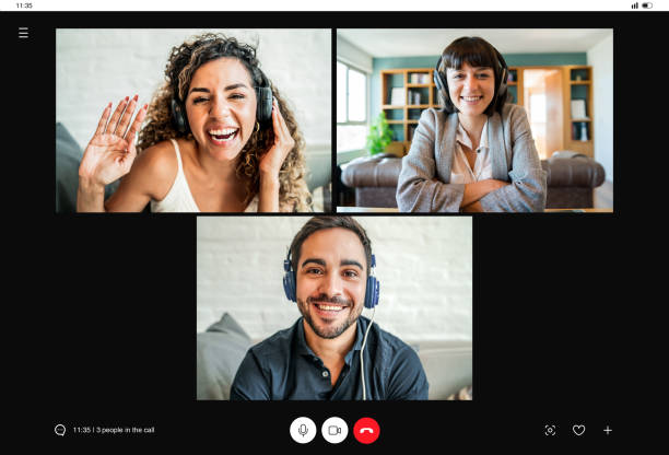 istock Business people on a work video call from home. 1345325322