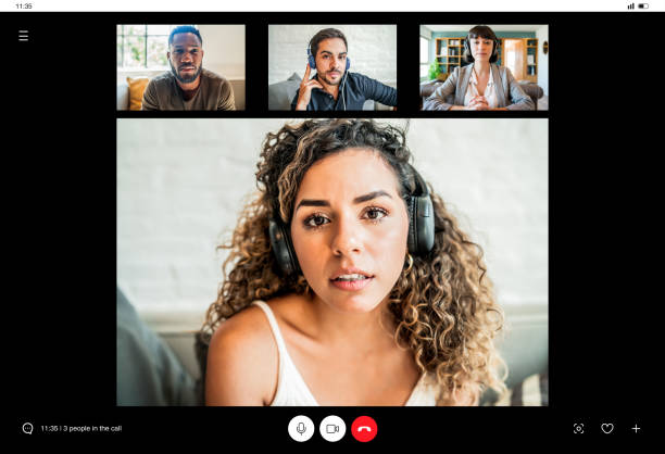 istock Business people on a work video call from home. 1345325324