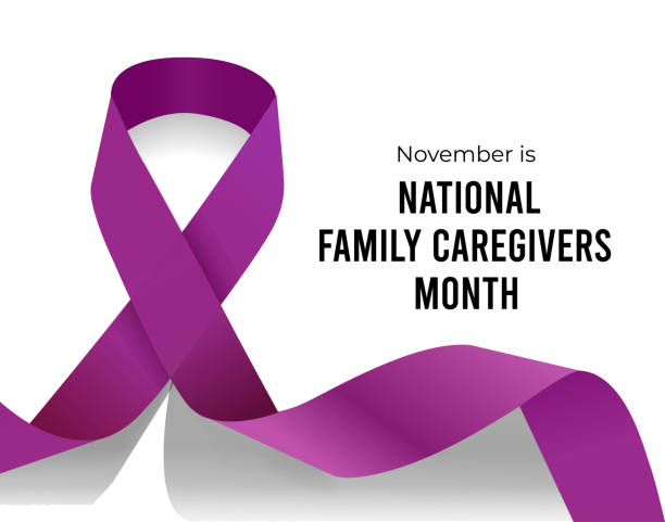 november is national family caregivers month. vector illustration - 國家名勝 圖片 幅插畫檔、美工圖案、卡通及圖標