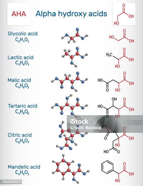 Hydroxy Acids Structure Alpha Hydroxy Acids Aha Glycolic C2h4o3 Lactic C3h6o3 Malic C4h6o5 ...