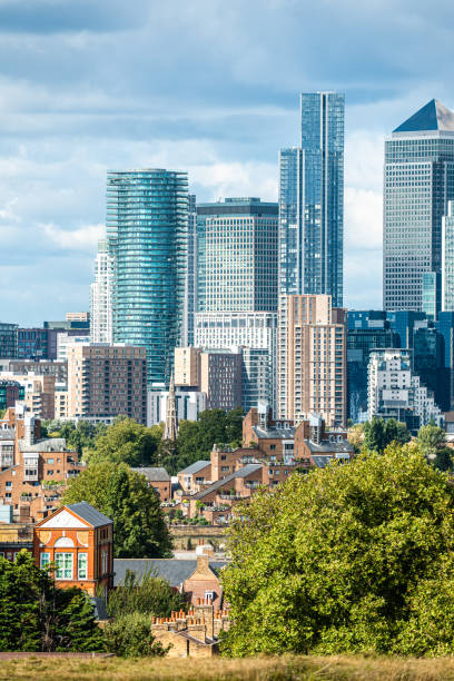 londres canary wharf rascacielos docklands desarrollos greenwich - royal observatory fotografías e imágenes de stock