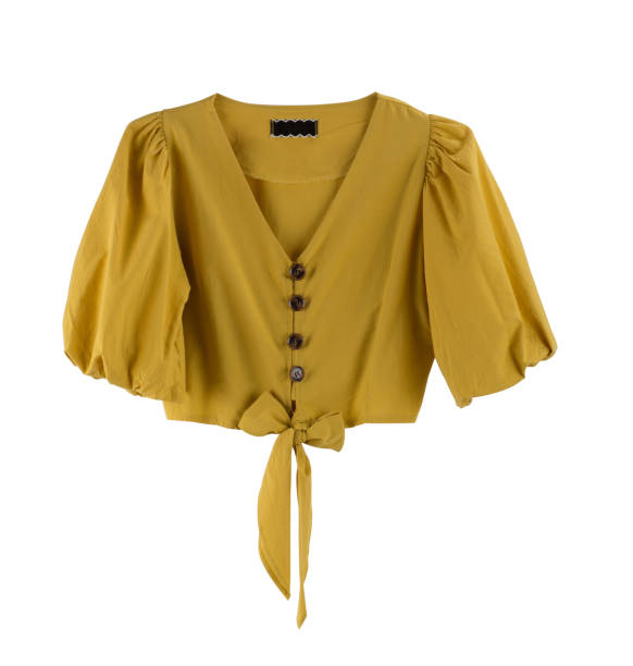 아름다운 노란색 여성 블라우스 고립 에 화이트 - blouse 뉴스 사진 이미지