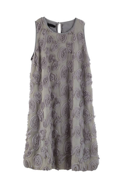 istock Beautiful grey sleeveless elegant dress isolated on white 1345330872