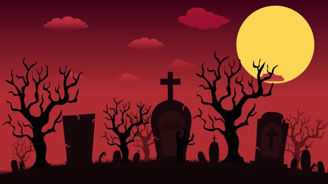 Halloween spooky silhouettes background