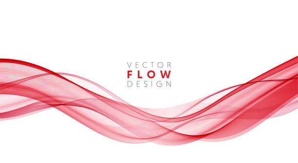 ilustrações de stock, clip art, desenhos animados e ícones de vector abstract colorful flowing wave lines isolated on white background. design element for wedding invitation, greeting card - veil silk smoke red