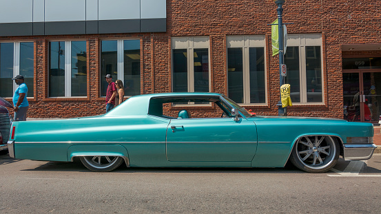 Moncton, New Brunswick, Canada - July 10, 2015  : 1970 Cadillac parked in downtown Moncton during 2015 Atlantic Nationals, Moncton, New Brunswick, Canada.